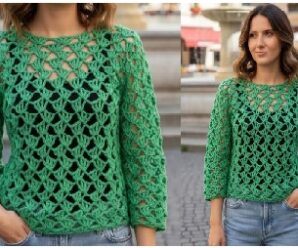 Aprende a tejer linda blusa con mangas a crochet