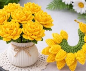 Como tejer bellas flores amarillas crochet