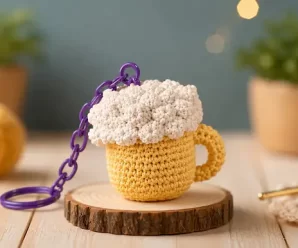 Tejido de llavero taza a crochet