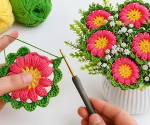 Tejido de flor a crochet