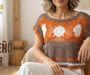 Blusa a crochet con restos de hilos