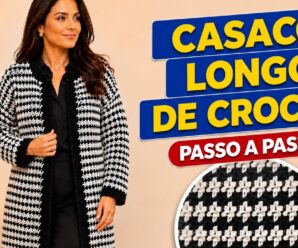 Casaco longo de crochet