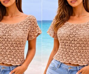 Blusa punto hoja crochet